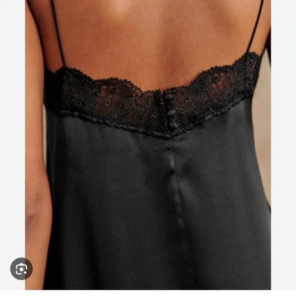 NWT Sézane Nassima Black Silk Slip Dress- US 6 - Picture 6 of 9